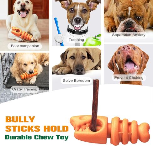 Pet Bully Stick Holder for Safe Chewing, Prevents Choking, Adjustable for Dogs, Easy to Use, Durable Food-Grade Material, Keeps Dogs Happy & Busy Brown in Saudi Arabia