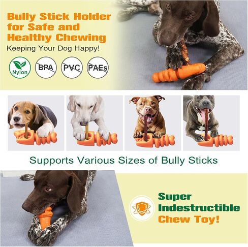 Pet Bully Stick Holder for Safe Chewing, Prevents Choking, Adjustable for Dogs, Easy to Use, Durable Food-Grade Material, Keeps Dogs Happy & Busy Brown in Saudi Arabia