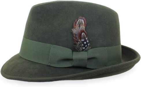 Belfry Trilby Men/Women Snap Brim Vintage Style Dress Fedora Hat 100% Pure Wool Felt Available in Black, Grey, Pecan (S, Brown) in Saudi Arabia