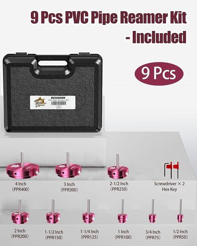 4 Pcs PVC Pipe Reamer Kit with 1 inch, 1-1/4 inch, 1-1/2 inch, 2 inch, Pipe Fitting Reamer for Standard 1/2" Drills, PVC Fitting Saver for SCH40 in Saudi Arabia