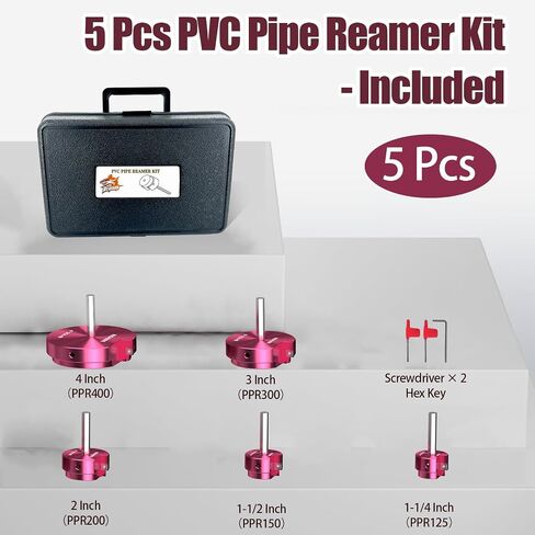 4 Pcs PVC Pipe Reamer Kit with 1 inch, 1-1/4 inch, 1-1/2 inch, 2 inch, Pipe Fitting Reamer for Standard 1/2" Drills, PVC Fitting Saver for SCH40 in Saudi Arabia