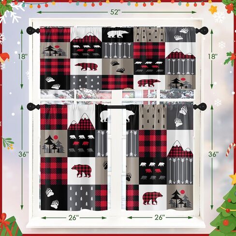 Christmas Winter Kitchen Curtains Happy New Year Snowflakes Blue Window Curtains Valance and Tier Set 36 Inch Rod Pocket Short Tier Curtain for Room Kitchen Decor in Saudi Arabia
