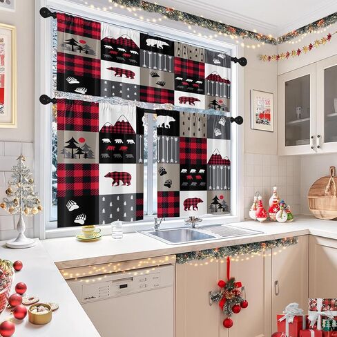 Christmas Winter Kitchen Curtains Happy New Year Snowflakes Blue Window Curtains Valance and Tier Set 36 Inch Rod Pocket Short Tier Curtain for Room Kitchen Decor in Saudi Arabia