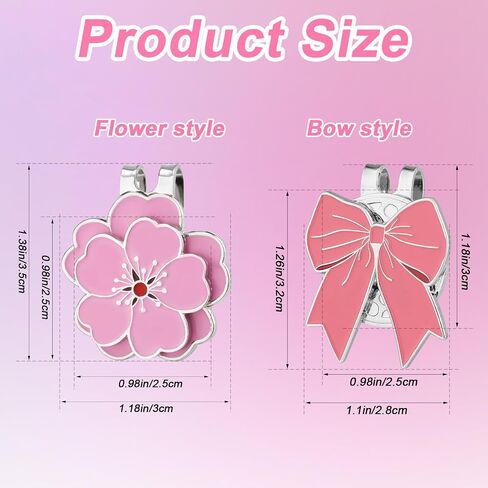 2pcs Magnetic Golf Ball Marker with Hat Clip, Pink Bow & Blue Flower Shapes Designs Strong Magnet Golf Cap Marker Decoration for Men Women Golfers Accessories & Gifts in Saudi Arabia