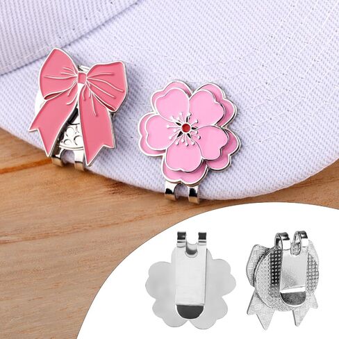 2pcs Magnetic Golf Ball Marker with Hat Clip, Pink Bow & Blue Flower Shapes Designs Strong Magnet Golf Cap Marker Decoration for Men Women Golfers Accessories & Gifts in Saudi Arabia