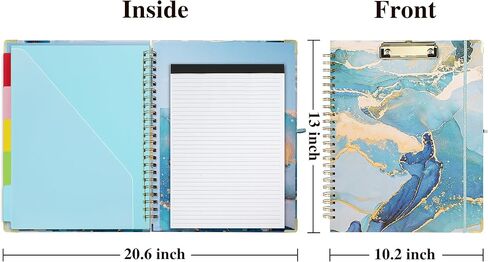 Clipboard with Storage, 3 Ring Binder 1 Inch for Letter Size 8.5"x 11", Cute Clipboards Binder with Refillable Notepad 5 Extra Folders with Storage and Tabs, Nursing School Office Supplies in Saudi Arabia