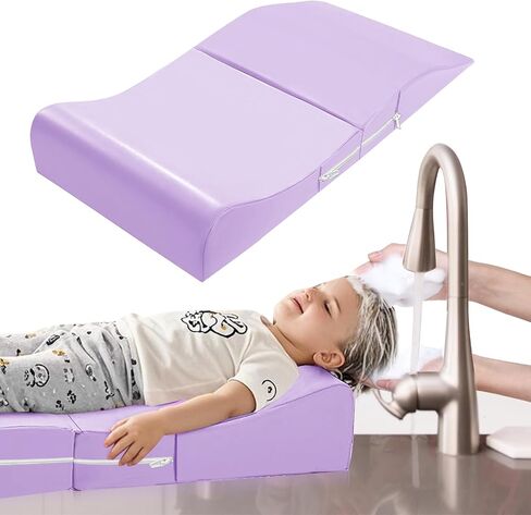 Extra Large Hair Washing Station for Kids - Ergonomic Shampoo Foam Mat with Neck Support for Sink, Portable & Foldable Shampoo Buddy for Toddlers, Non-Slip & Waterproof Hair Washing Mat -Pink in Saudi Arabia