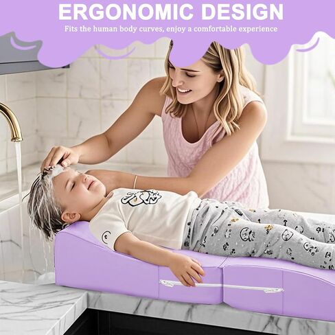 Extra Large Hair Washing Station for Kids - Ergonomic Shampoo Foam Mat with Neck Support for Sink, Portable & Foldable Shampoo Buddy for Toddlers, Non-Slip & Waterproof Hair Washing Mat -Pink in Saudi Arabia
