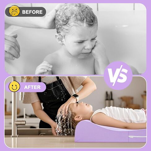 Extra Large Hair Washing Station for Kids - Ergonomic Shampoo Foam Mat with Neck Support for Sink, Portable & Foldable Shampoo Buddy for Toddlers, Non-Slip & Waterproof Hair Washing Mat -Pink in Saudi Arabia