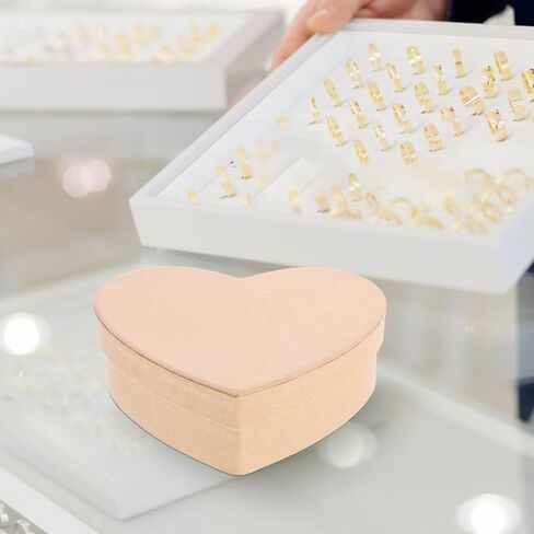 Heart Paper Mache Hat Boxes Kraft Paper Containers with Lids for Painting Crafting Storage Accessories Cosmetics Jewelry L in Kuwait