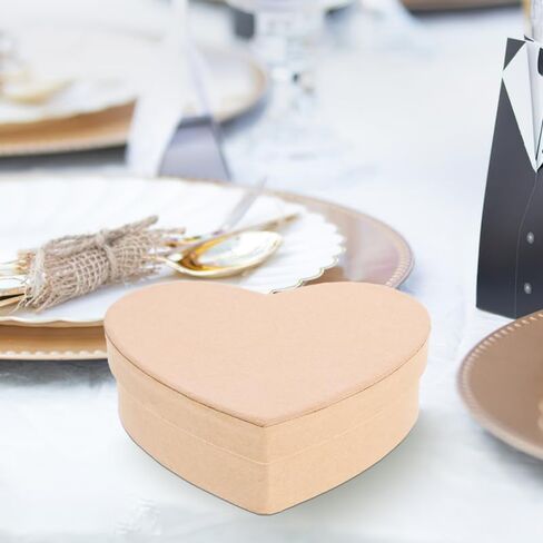 Heart Paper Mache Hat Boxes Kraft Paper Containers with Lids for Painting Crafting Storage Accessories Cosmetics Jewelry L in Kuwait