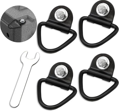 4 Pack Tie Down Kit for Ruffland Kennel - Tie Down D-Ring Kit, 1000lb Load Capacity, with Wrench - Easy Installation, Compatible with RuffLand Kennels，Black in Kuwait