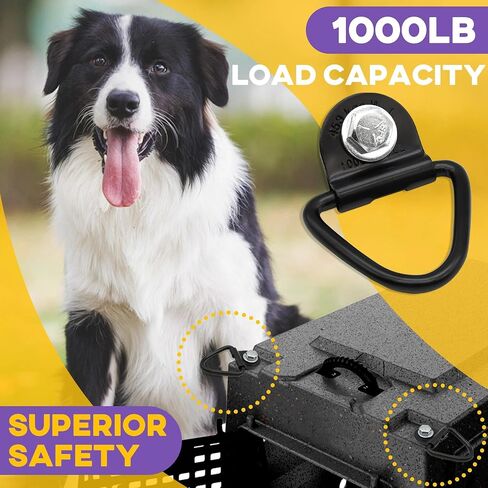 4 Pack Tie Down Kit for Ruffland Kennel - Tie Down D-Ring Kit, 1000lb Load Capacity, with Wrench - Easy Installation, Compatible with RuffLand Kennels，Black in Kuwait
