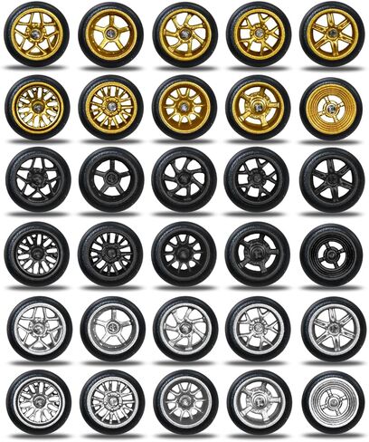 28 مجموعة 1/64 عجلات وإطارات طقم ، 1:64 النموذج المقياس حافات العجلات الساخنة الإطارات المطاطية إطارات الاستبدال عشوائي للسيارات النموذج in Kuwait