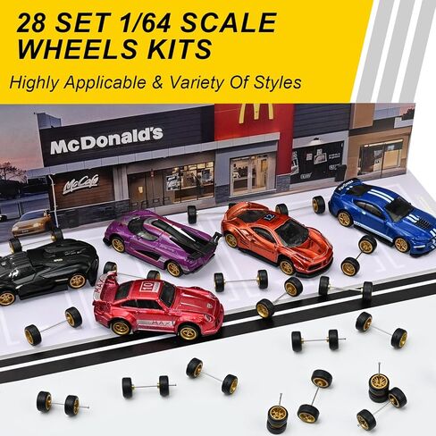 28 مجموعة 1/64 عجلات وإطارات طقم ، 1:64 النموذج المقياس حافات العجلات الساخنة الإطارات المطاطية إطارات الاستبدال عشوائي للسيارات النموذج in Kuwait