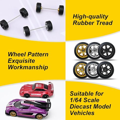 28 مجموعة 1/64 عجلات وإطارات طقم ، 1:64 النموذج المقياس حافات العجلات الساخنة الإطارات المطاطية إطارات الاستبدال عشوائي للسيارات النموذج in Kuwait
