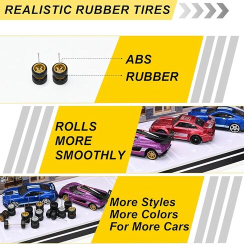 28 مجموعة 1/64 عجلات وإطارات طقم ، 1:64 النموذج المقياس حافات العجلات الساخنة الإطارات المطاطية إطارات الاستبدال عشوائي للسيارات النموذج in Kuwait