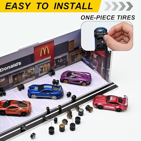 28 مجموعة 1/64 عجلات وإطارات طقم ، 1:64 النموذج المقياس حافات العجلات الساخنة الإطارات المطاطية إطارات الاستبدال عشوائي للسيارات النموذج in Kuwait