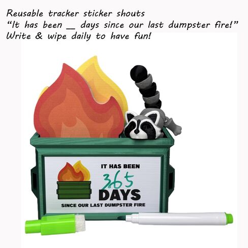 Infmetry Funny Garbage Can Fire Pen Pender مع 300 ملاحظة لزجة - منظم مكتب لطيف للمكتب ، هدايا فيل أبيض لزملاء العمل ، الرجال ، النساء - اللوازم المكتبية الفريدة والديكور in Kuwait