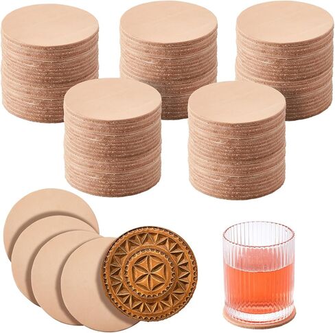 Bulyoou 25 Pcs Round Vegetable Tan Leather Coaster 3-1/4" Circular Tooling in Kuwait