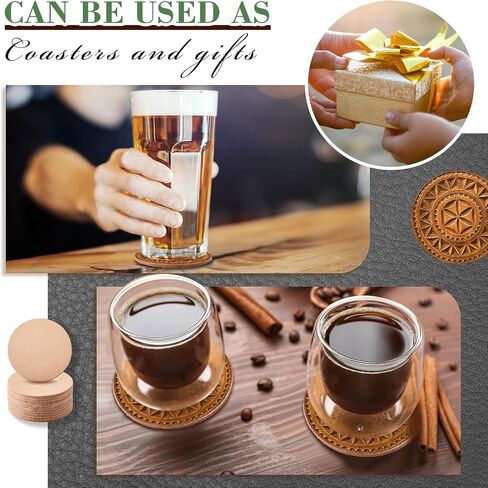 Bulyoou 25 Pcs Round Vegetable Tan Leather Coaster 3-1/4" Circular Tooling in Kuwait