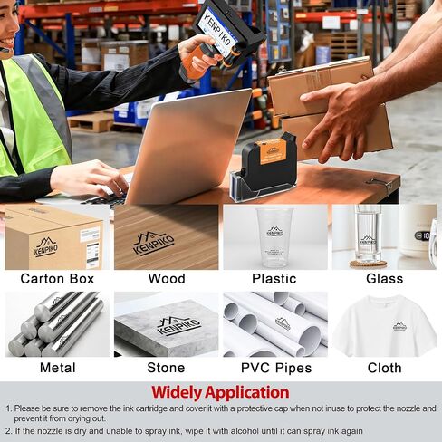 Handheld Printer, 2025 Upgrade 1 Inch Print Height Handheld Inkjet Printer with 72ML Quick-Drying Ink Cartridge,Portable Inkjet Printers Gun with 4.3" Touch Screen for Barcode, Logo, Date in Kuwait