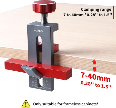 RUITOOL 2-in-1 Cabinet Door Mounting Jig & Rebound Device Tool with Bag, Installation Positioner for Frameless Cabinets Only, Easily Adjustable Aluminium Alloy Cabinet Hardware Jig with 3 Drill Bits in Kuwait