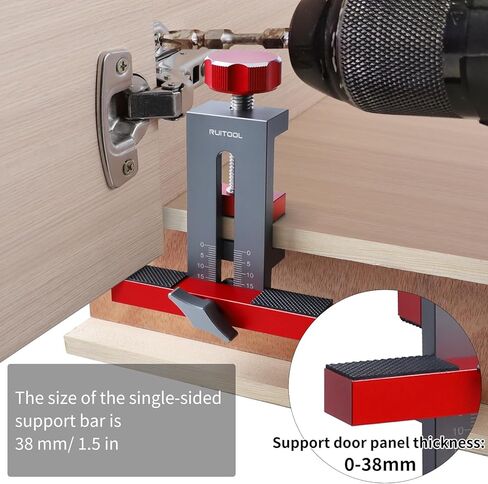 RUITOOL 2-in-1 Cabinet Door Mounting Jig & Rebound Device Tool with Bag, Installation Positioner for Frameless Cabinets Only, Easily Adjustable Aluminium Alloy Cabinet Hardware Jig with 3 Drill Bits in Kuwait