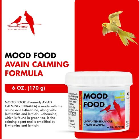 Morning Bird Mood Food (Avian Calming Formula), Non-Sedating Anxiety & Stress Relief Powder for Nervous Birds or Unwanted Behaviors, 1 oz in Saudi Arabia