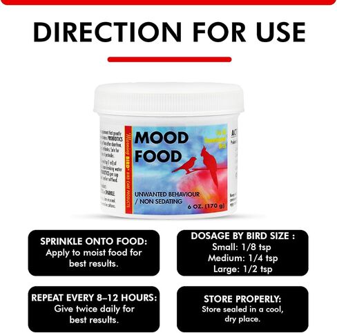 Morning Bird Mood Food (Avian Calming Formula), Non-Sedating Anxiety & Stress Relief Powder for Nervous Birds or Unwanted Behaviors, 1 oz in Saudi Arabia