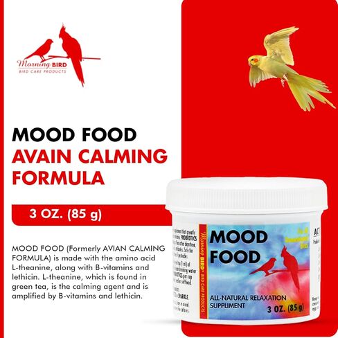 Morning Bird Mood Food (Avian Calming Formula), Non-Sedating Anxiety & Stress Relief Powder for Nervous Birds or Unwanted Behaviors, 1 oz in Kuwait
