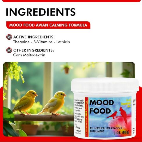 Morning Bird Mood Food (Avian Calming Formula), Non-Sedating Anxiety & Stress Relief Powder for Nervous Birds or Unwanted Behaviors, 1 oz in Kuwait