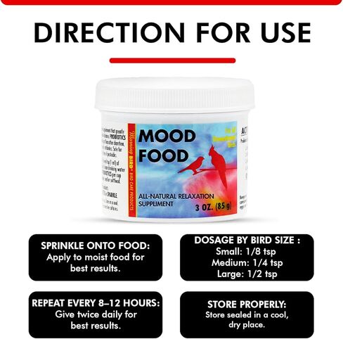 Morning Bird Mood Food (Avian Calming Formula), Non-Sedating Anxiety & Stress Relief Powder for Nervous Birds or Unwanted Behaviors, 1 oz in Kuwait