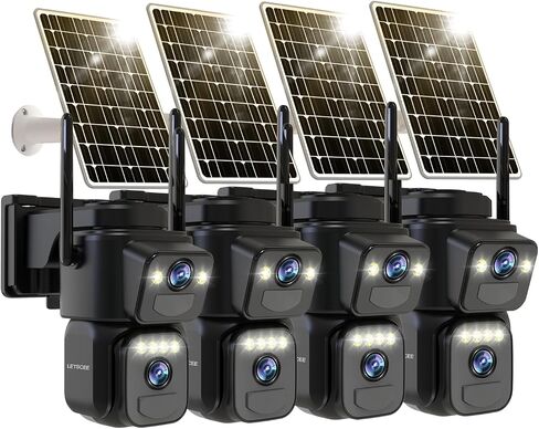 Security Cameras Outdoor WiFi,5G/2.4G Cameras for Home Security Solar Power with Dual Lens,Motion Detection,Night Vision,2-Way Audio,Weather Proof,No Subscription Fee in Saudi Arabia