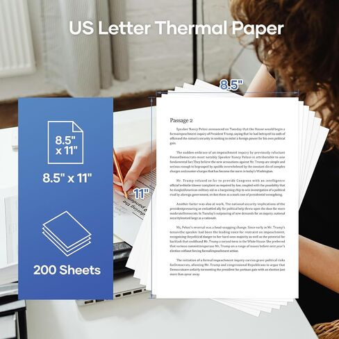 idprt us letter 8.5x11 inch paper 200 sheets ، متوافق مع الطابعة الحرارية المحمولة MT610 ، تحقيق طباعة ملفات مستمرة ، ورق حراري لـ IDPRT/HPRT/PRT in Kuwait