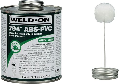 Weld-On 10275 794 ABS-PVC Medium-Bodied High-Strength Transition Solvent Cement - Fast-Setting and Low-VOC, Green, 1/2 Pint (8 fl oz) in Saudi Arabia