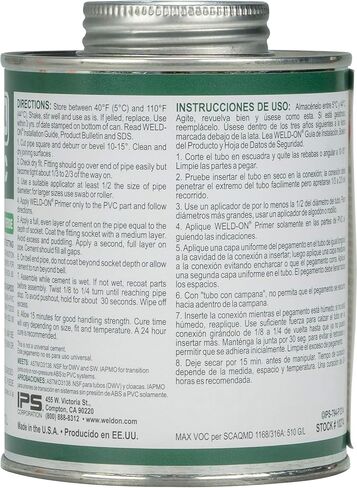 Weld-On 10275 794 ABS-PVC Medium-Bodied High-Strength Transition Solvent Cement - Fast-Setting and Low-VOC, Green, 1/2 Pint (8 fl oz) in Saudi Arabia