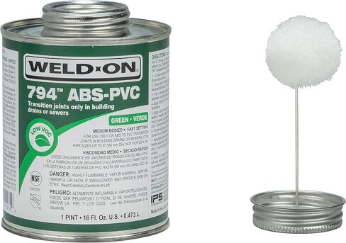 Weld-On 10275 794 ABS-PVC Medium-Bodied High-Strength Transition Solvent Cement - Fast-Setting and Low-VOC, Green, 1/2 Pint (8 fl oz) in Saudi Arabia