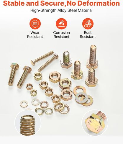 vevor 280 PCS البراغي والمكسرات مجموعة التشويش ، مسامير الماكينة المتري وغسالات مسطحة ، سبيكة الصلب M6/M8/M10 حجم متعددة ، لتجميع الأثاث/المعدات ، درجة السيارة 10.9 أسود ، مع حالة in Saudi Arabia