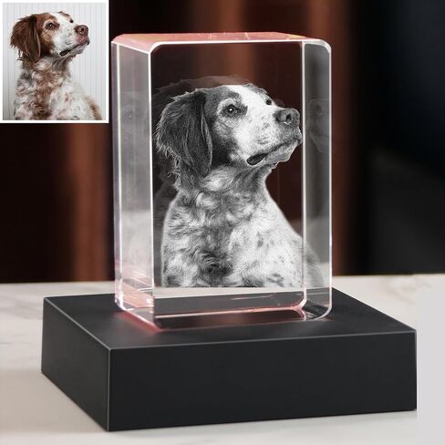 Personalized Dog Memorial Gifts, Custom Pet 3D Crystal Photo,Pet Memorial,3D Engraved Crystal Keepsake Gift, Dog Photo Frame,Personalized Gift for Birthday in Saudi Arabia