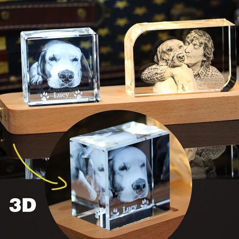 Personalized Dog Memorial Gifts, Custom Pet 3D Crystal Photo,Pet Memorial,3D Engraved Crystal Keepsake Gift, Dog Photo Frame,Personalized Gift for Birthday in Saudi Arabia