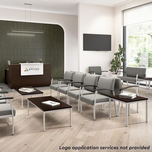 Bush Business Furniture Arrive Waiting Room Loveseat with Arms in Light Gray Vinyl, Reception Area Seating for Office and Lobby in Saudi Arabia
