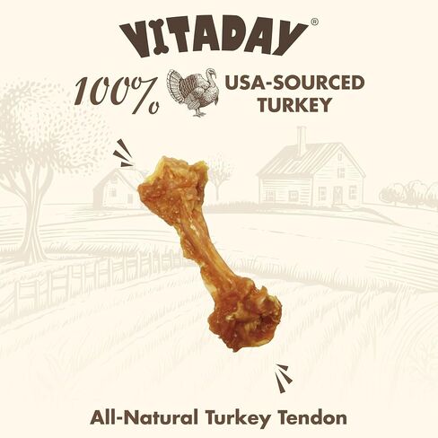 Turkey Tendon for Dogs – 100% Natural, USA-Sourced, High-Protein, Low-Fat, Long-Lasting Dog Chew, Rawhide Alternative, Hypoallergenic Puppy & Dog Treats, Strips in Kuwait