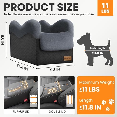 محمولة مقعد صغير للكلب للسيارة ، معززة مقعد السيارة بالوحدة الفاخرة في مركز الكلاب مع تشيترات السلامة ، حاملة السفر للحيوانات الأليفة لسيارات الدفع الرباعي ، شاحنة (سوداء/رمادي) in Kuwait