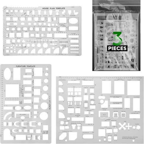 القالب الدائرة واستنسل 4 عبوات قوالب الصياغة للهندسة المعمارية والهندسة والتصميم الفني ومكتب وأدوات الصياغة متعددة الحجم القابلة لإعادة الاستخدام in Kuwait