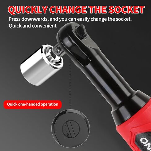3/8" Electric Ratchet Wrench with LED Light,12V Cordless Power Ratchet Wrench Set with 1/4" Adapter, Extension Bar, 6 Sockets, 2 Batteries & Fast Charger for Car Repair, Home DIY (57N.m) in Saudi Arabia