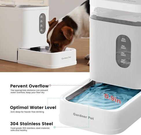 Garnder PET أوتوماتيكية الكلب موزع مياه الجاذبية الجاذبية مع وعاء الفولاذ المقاوم للصدأ موزع المياه 8.5L السعة كبيرة تغذية المياه للكلاب الحيوانات الأليفة ، خالية من الضوضاء خالية من BPA (أسود ، 8.5 لتر) in Kuwait