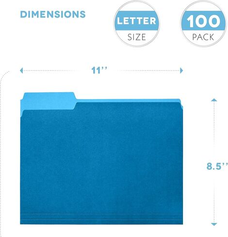 مجلدات مانيلا 8.5 × 11 ، حجم الحرف 100 حزمة-ملفات الملفات للمستندات 1/3 علامات تبويب ، مواقف متنوعة ، منظم مجلد للمنزل أو المكتب أو الفصل | حزمة بالجملة ، مصنوعة في الولايات المتحدة الأمريكية in Kuwait