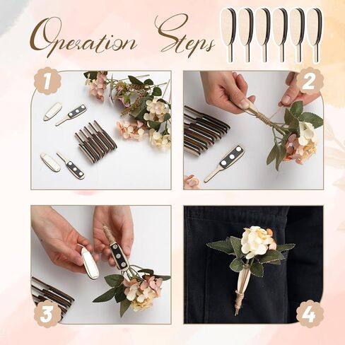 10 Pairs Floral Boutonniere Magnets DIY Clip-on Boutonniere Pins Corsage Holder for Men Bride Groom Wedding Business Buttonhole Flowers Making Accessories (Wood) in Kuwait