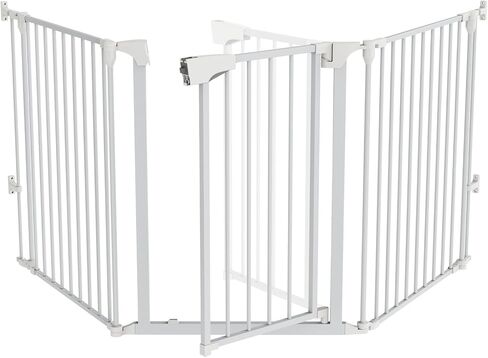 Bonnlo 120 Inches Wide Configurable Baby Gate, Fireplace Safety Fence/Guard, Adjustable 5-Panel Metal Play Yard for Toddler/Pet/Dog, Christmas Tree Fence, Includes 4 Pack of Wall Mounts, Black in Saudi Arabia